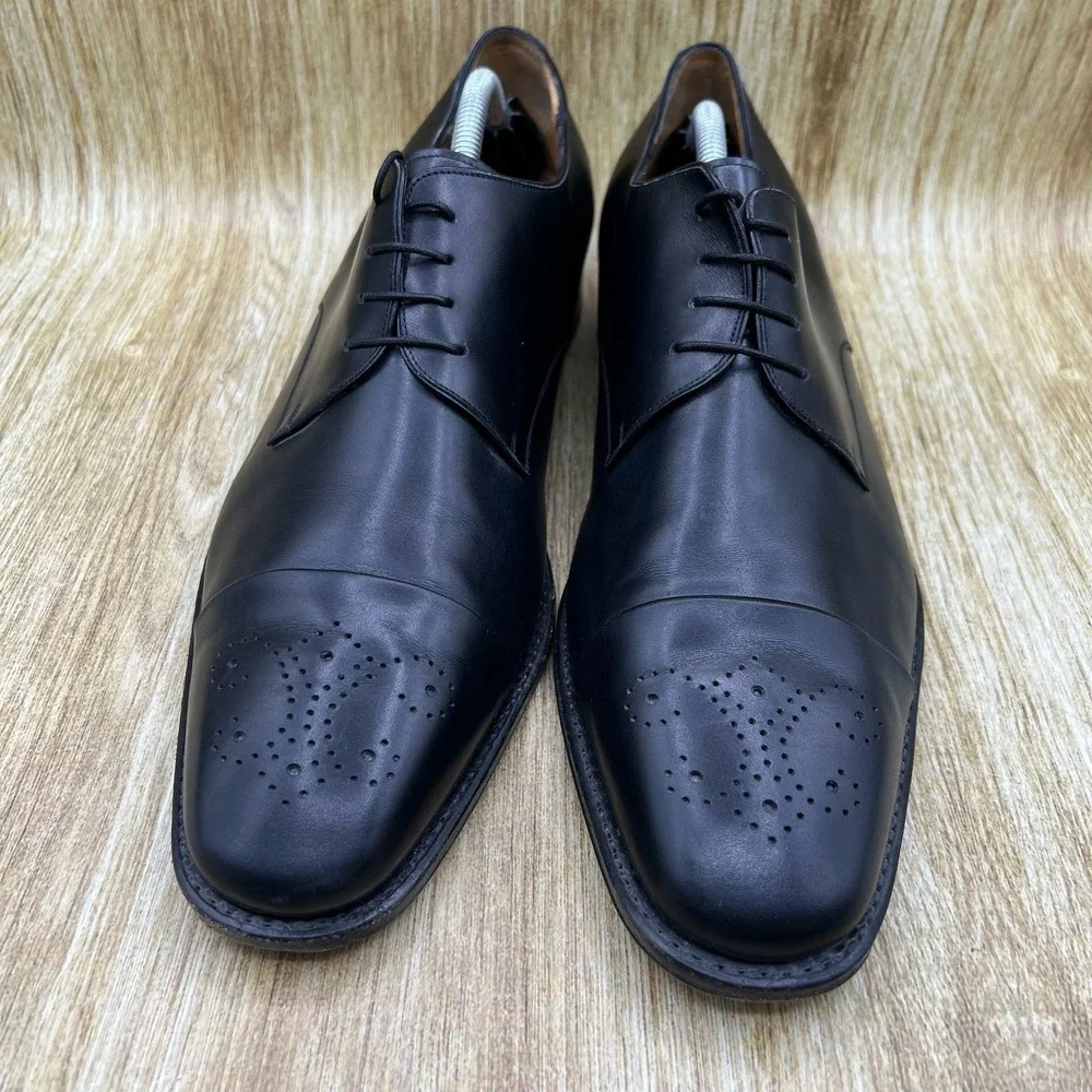 Salvatore Ferragamo Tramezza Derby Men's Size 11.5 EE Black Cap Medallion Shoes